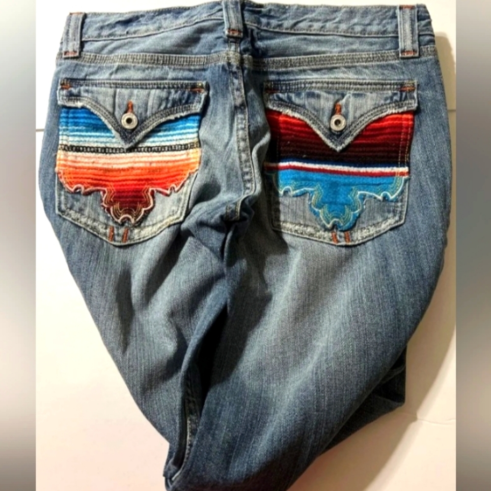 🌈RARE! Miss Me Serape Bohemian Western Cowgirl Aztec Southwestern Jeans